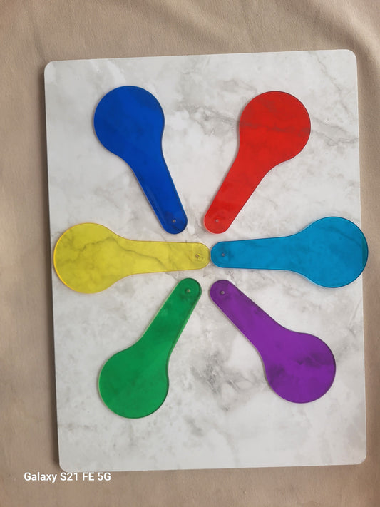 6 Colored Transparent Paddles